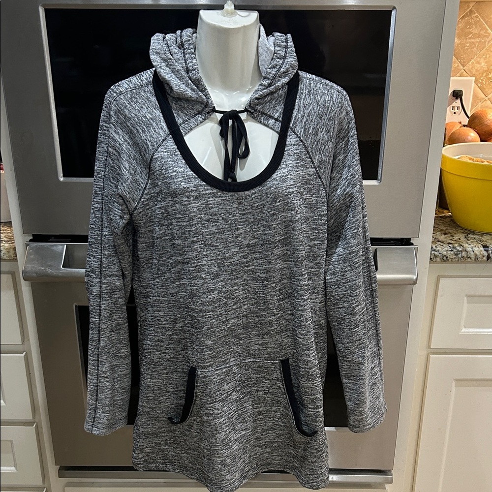 MYC Gray Hooded Sweatshirt with Black Accents Front Pockets
